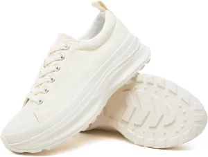 Womens Platform Sneakers Low Top White Shoes for Women Lace Up Canvas Shoes Black Sneakers for Women Comfortable Classic Tennis Shoes
