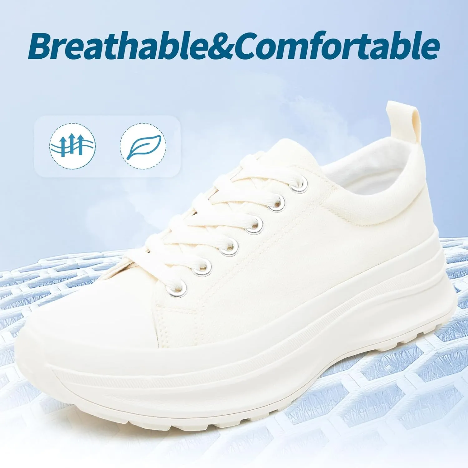 Womens Platform Sneakers Low Top White Shoes for Women Lace Up Canvas Shoes Black Sneakers for Women Comfortable Classic Tennis Shoes