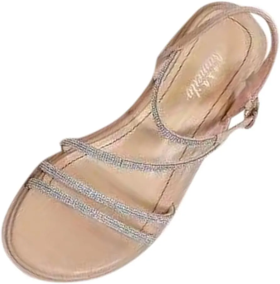 Womens Rhinestone Sandals Dressy Summer Strappy Sandals Comfortable Ankle Strap Flats Bohemian Flat Beach Shoes 2025