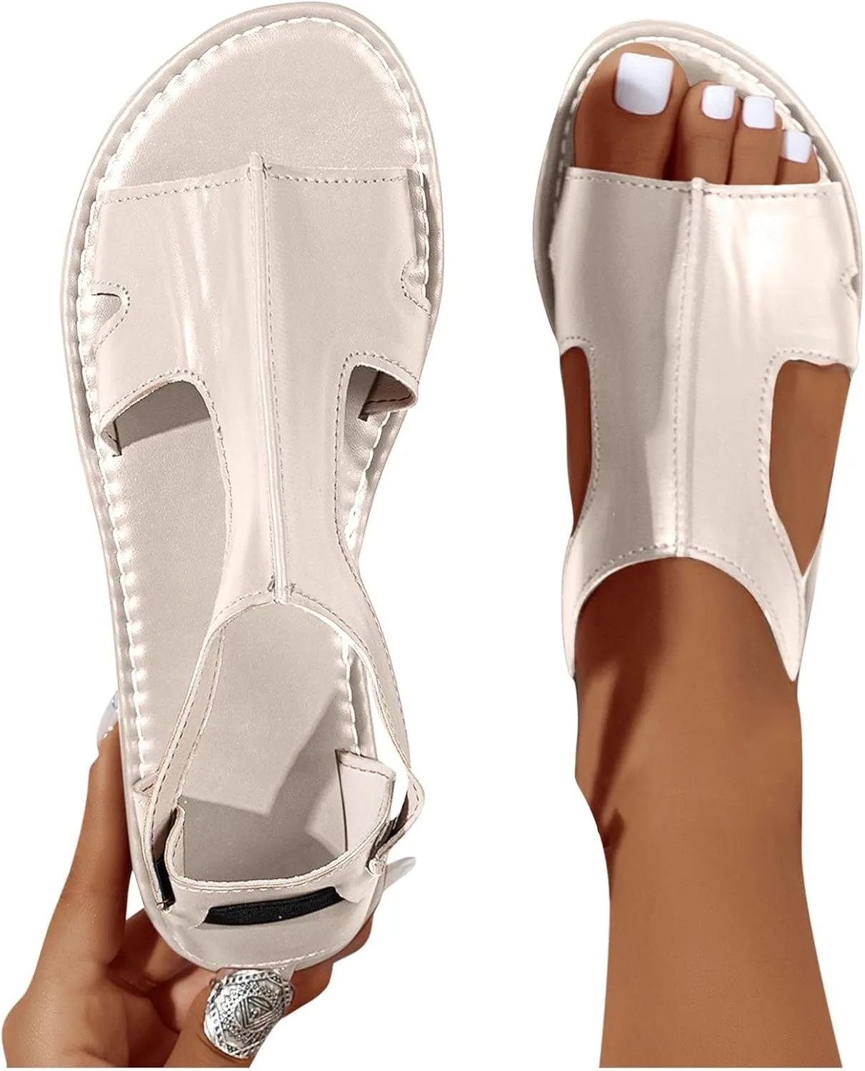 Womens Sandals Flats Comfort One Piece Walking Sandal Casual Summer Flat Shoes for Dressy Beach Hiking Vacation 2025