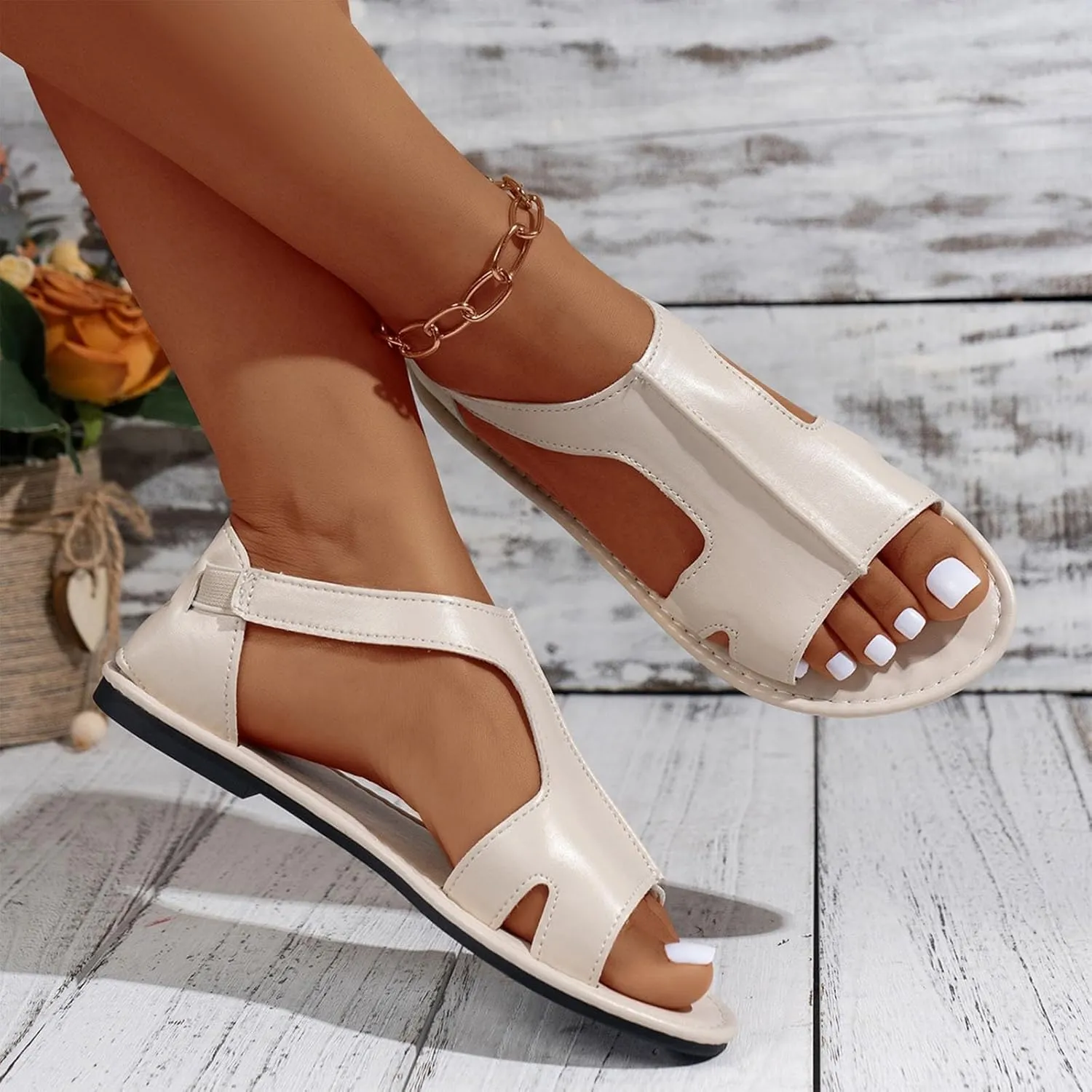 Womens Sandals Flats Comfort One Piece Walking Sandal Casual Summer Flat Shoes for Dressy Beach Hiking Vacation 2025