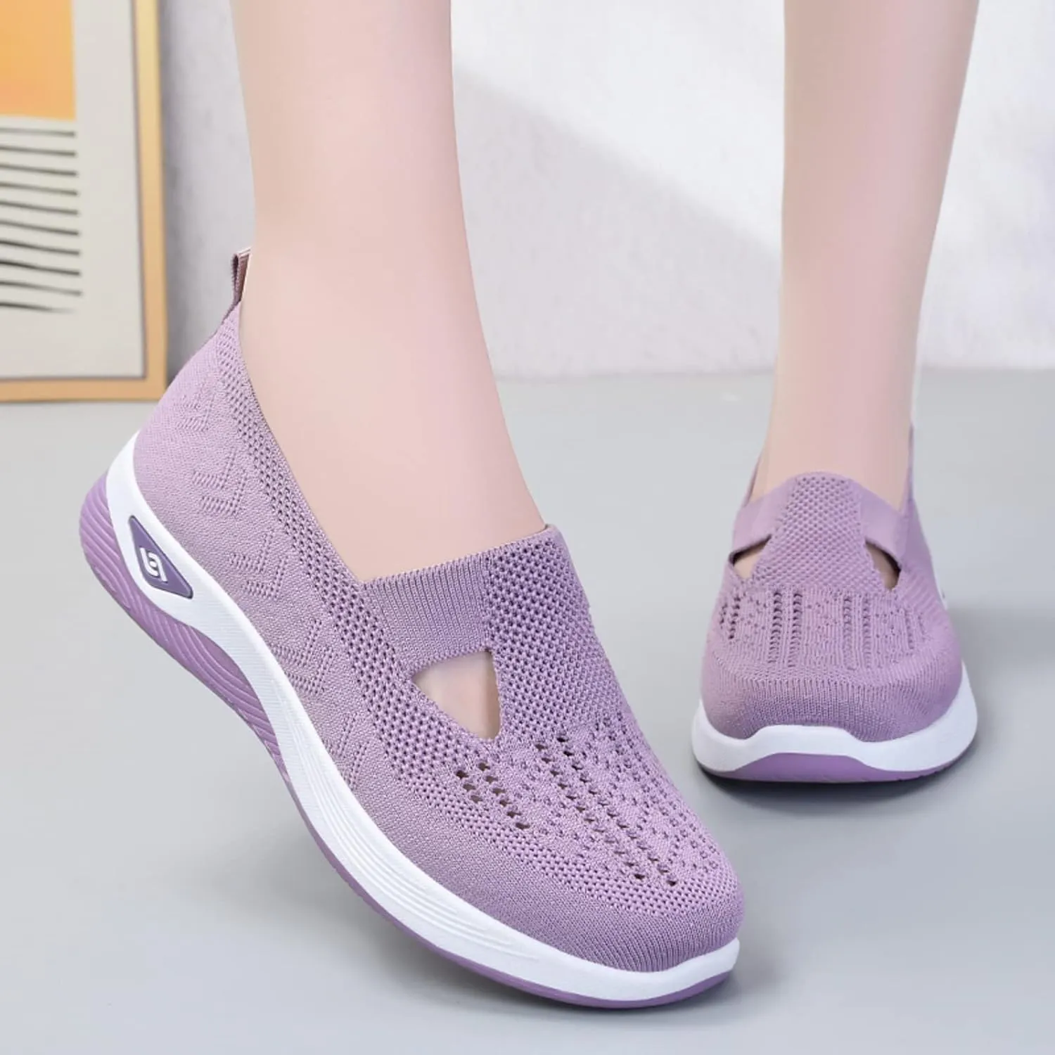 Women's Slip on Sneakers Orthopedic Walking Shoes Lightweight Comfortable Running Shoes Anti-Slip Mesh Shoes Sneakers