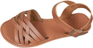 Women's Vintage Criss Cross Flat Sandals Comfort Fashion Dressy Strappy Flats Ankle Strap Summer Roman Sandal Shoes