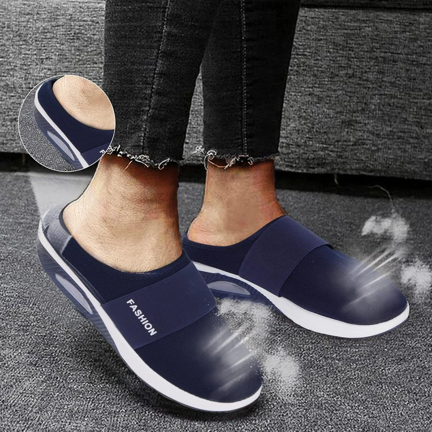Women's Walking Shoes Orthotic Walking Sneakers Wide Width Non-Slip Sneakers Adjustable Breathable Platform Mesh Sandals