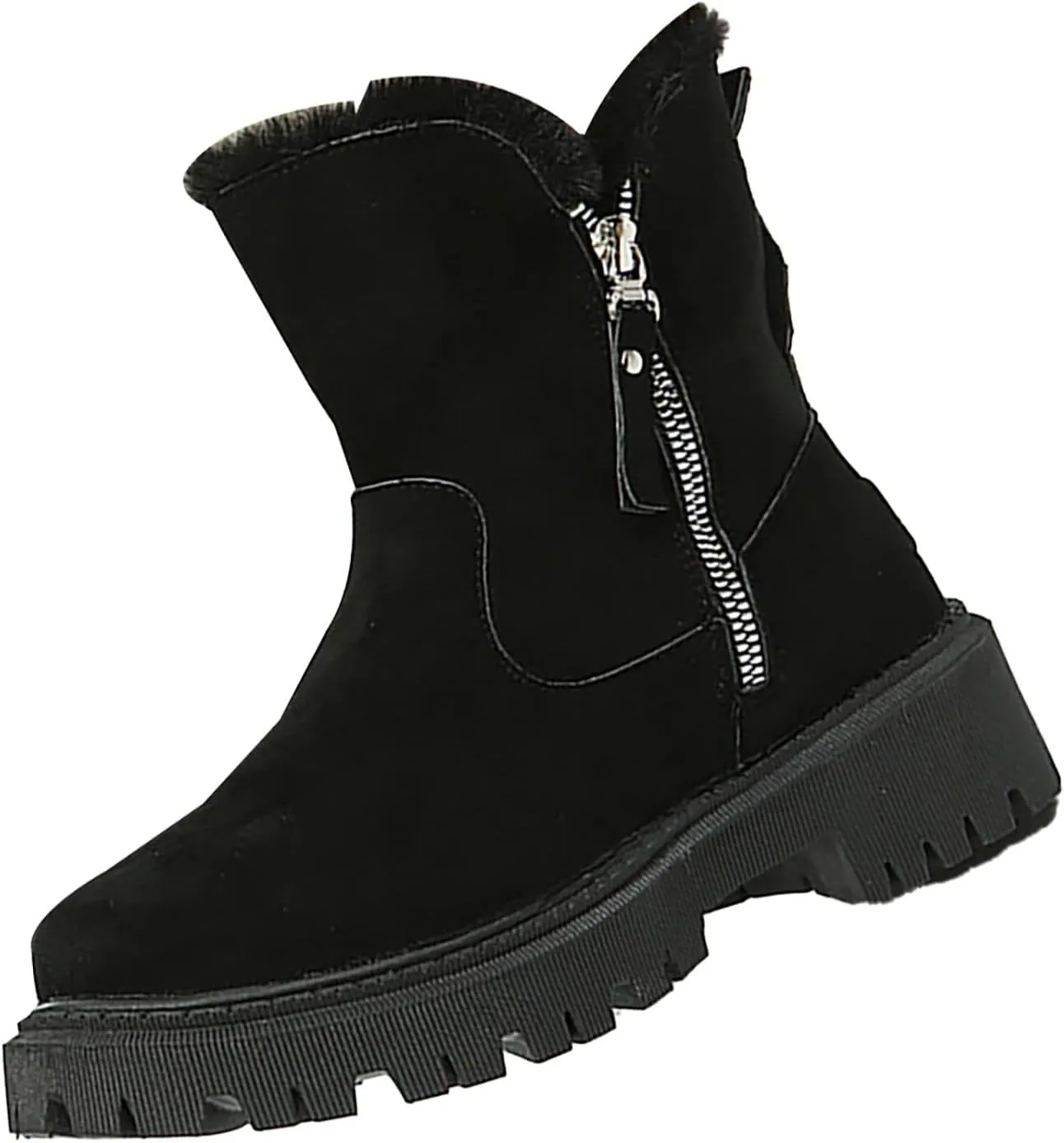 Women's Waterproof Winter Boots with Plush Lined Warm Anti-Slip Suede Ankle Boots Wide Calf Platform Boots