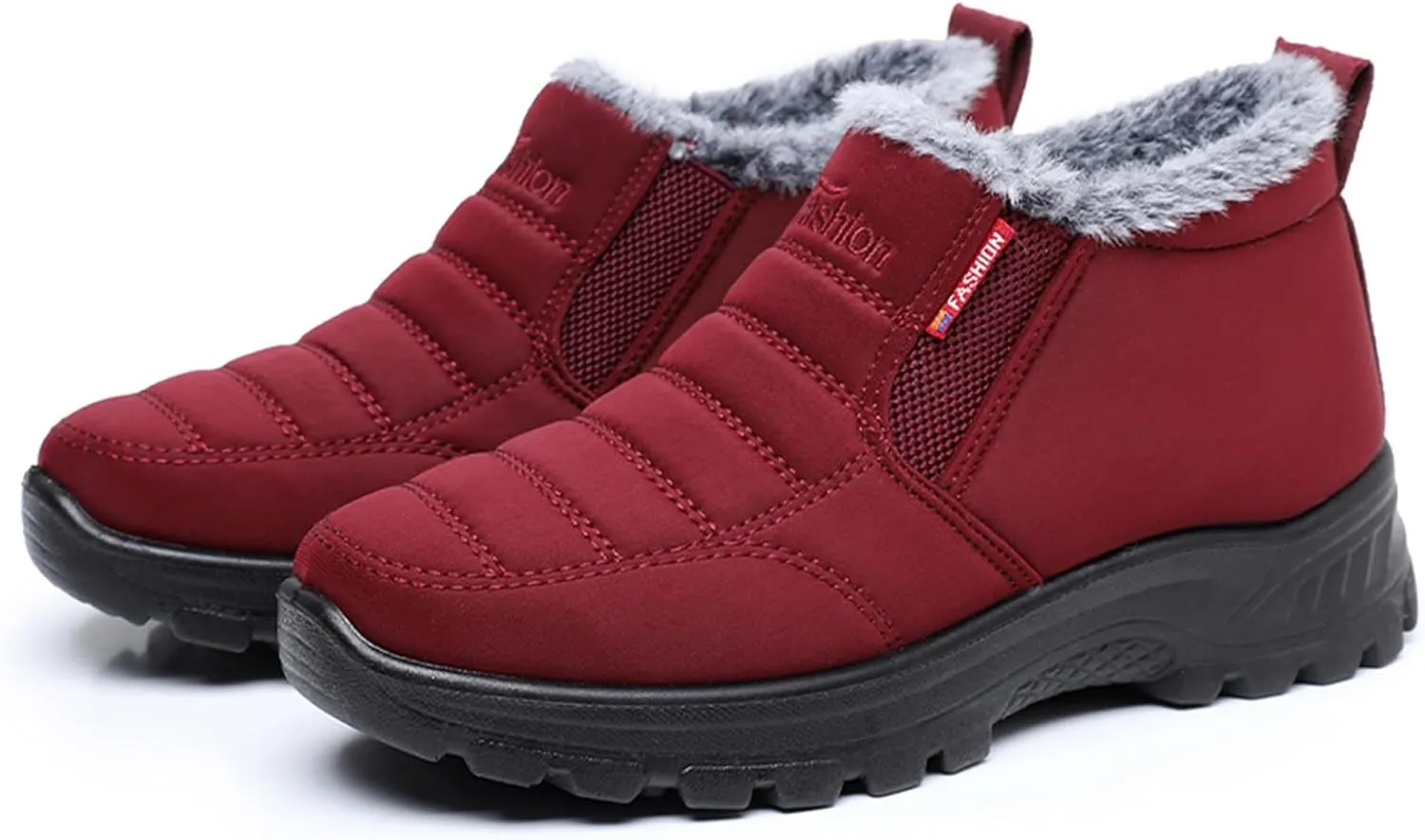 Women's Waterproof Winter Snow Boots Lightweight Warm Faux Fur Lined Mid-Calf Booties Winter No-Slip Hiking Thermal