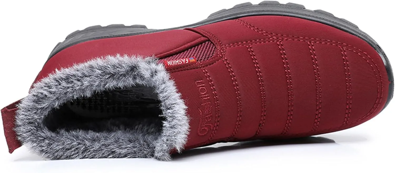 Women's Waterproof Winter Snow Boots Lightweight Warm Faux Fur Lined Mid-Calf Booties Winter No-Slip Hiking Thermal