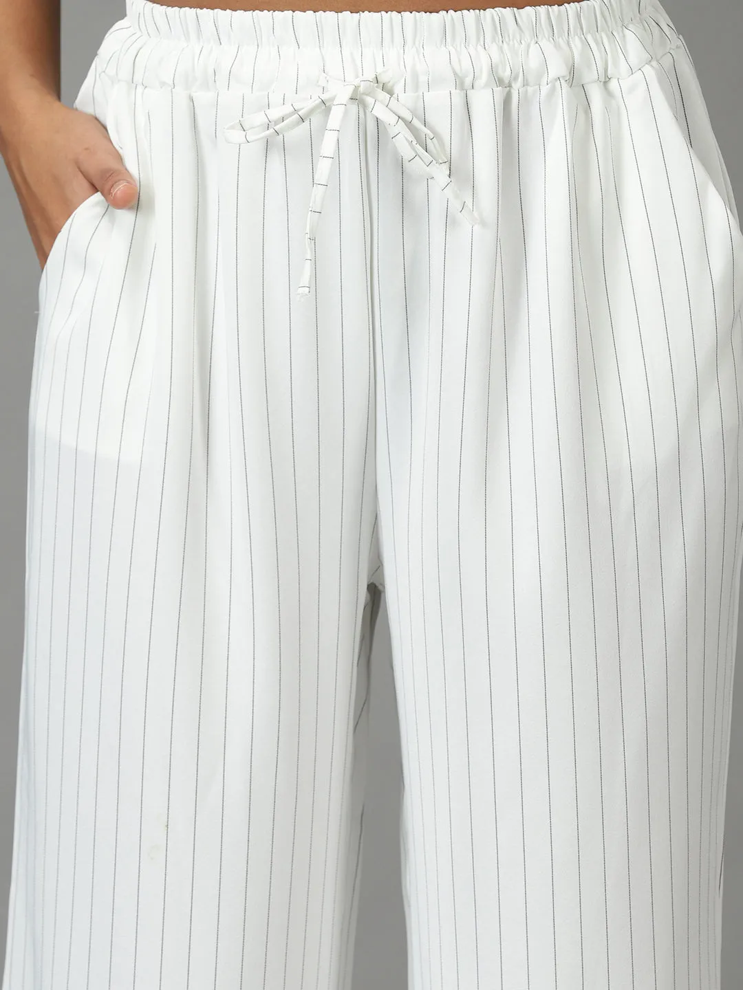 Women's White Striped Co-Ords