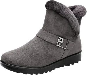 Womens Winter Snow Boots Warm Fuzzy Cold Proof Slip-Ons Casual Shoes Girls Fur Lined Waterproof Lightweight Outdoor Ankle Bootie