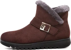 Womens Winter Snow Boots Warm Fuzzy Cold Proof Slip-Ons Casual Shoes Girls Fur Lined Waterproof Lightweight Outdoor Ankle Bootie
