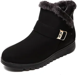 Womens Winter Snow Boots Warm Fuzzy Cold Proof Slip-Ons Casual Shoes Girls Fur Lined Waterproof Lightweight Outdoor Ankle Bootie