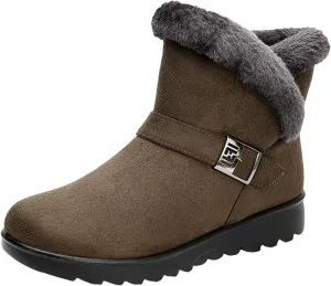 Womens Winter Snow Boots Warm Fuzzy Cold Proof Slip-Ons Casual Shoes Girls Fur Lined Waterproof Lightweight Outdoor Ankle Bootie