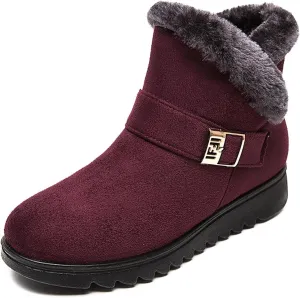 Womens Winter Snow Boots Warm Fuzzy Cold Proof Slip-Ons Casual Shoes Girls Fur Lined Waterproof Lightweight Outdoor Ankle Bootie