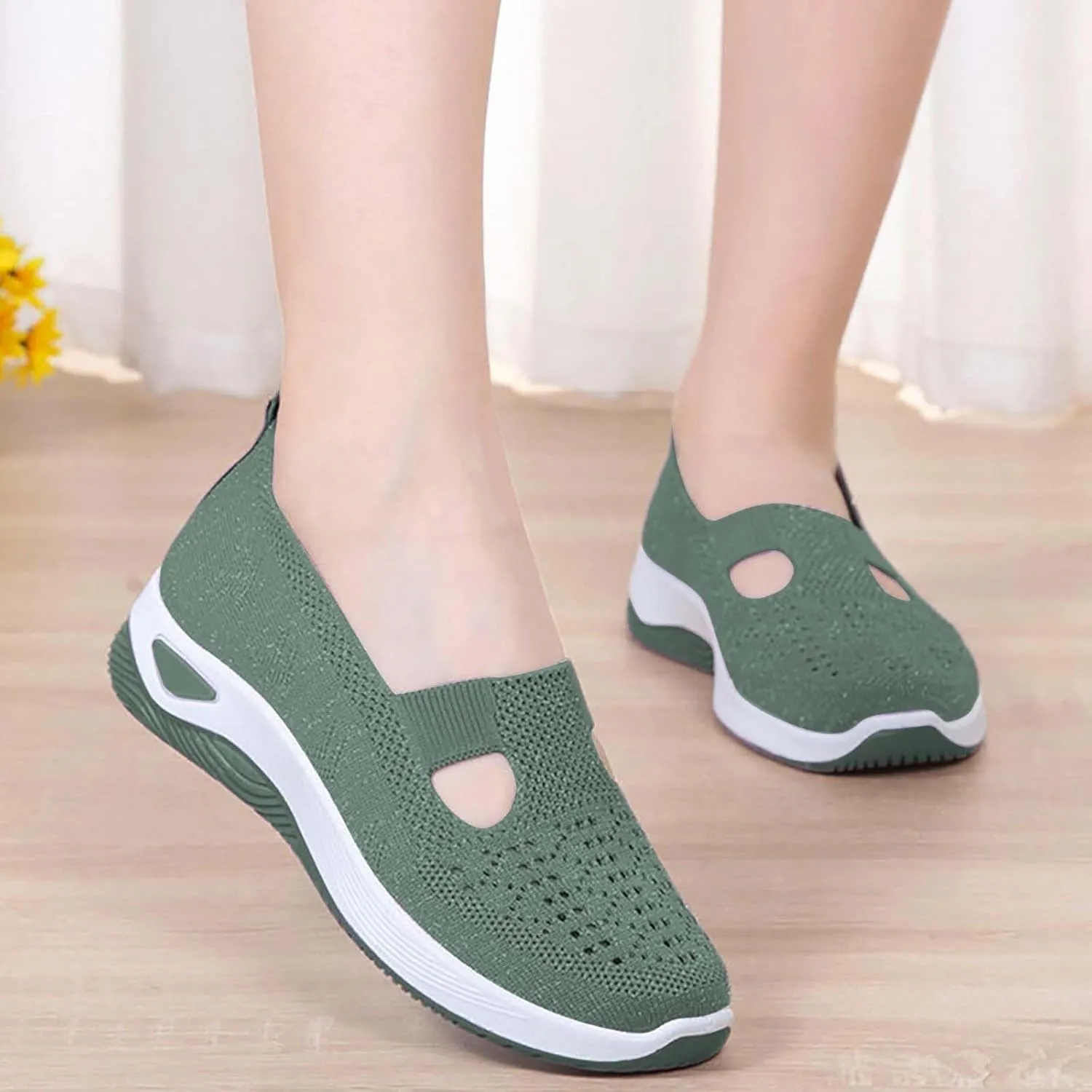 Women's Woven Orthopedic Breathable Soft Shoes Mens Running Shoes Jogging Women Shoes Casual Walking Sneakers Platform Tennis Shoe White Loafers