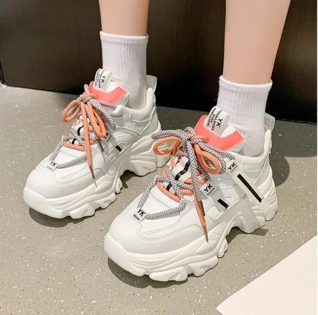 xakxx Women's Dad Shoes Luxury Women Sneakers Fashion White Sports Shoe Mesh Platform Female Footwear Tennis Tenis Con Plataforma