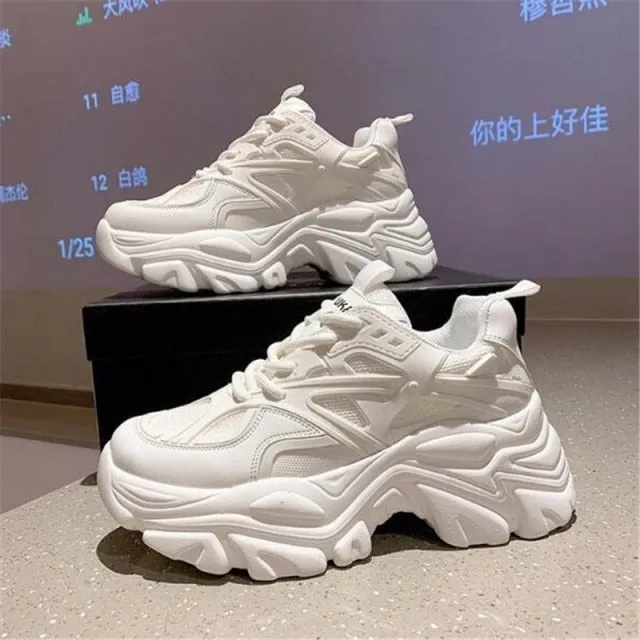 xakxx Women's Dad Shoes Luxury Women Sneakers Fashion White Sports Shoe Mesh Platform Female Footwear Tennis Tenis Con Plataforma