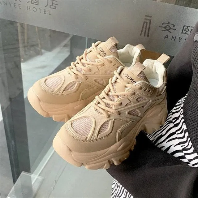 xakxx Women's Dad Shoes Luxury Women Sneakers Fashion White Sports Shoe Mesh Platform Female Footwear Tennis Tenis Con Plataforma
