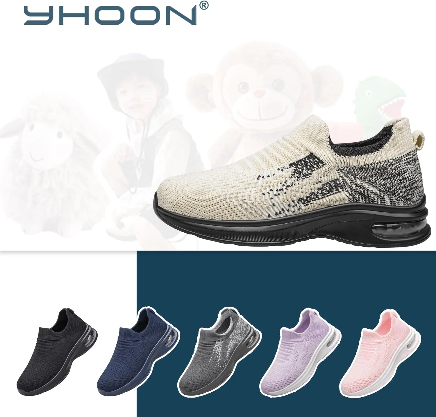 YHOON Kids Sock Shoes Boys Girls Sneakers Athletic Fitness Tennis Walking School Shoes for Toddler/Little Kid/Big Kid