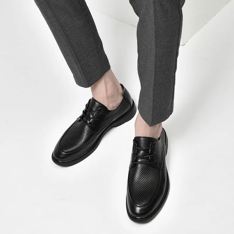 YZABEL Men's Business Casual Dress Shoes, Pointed Toe Lace-Up Breathable Hollow Formal Shoes, Rubber Non-Slip for Formal and Everyday Wear