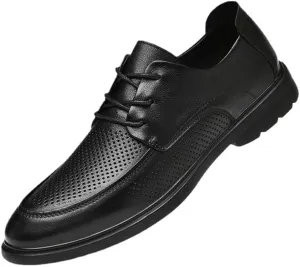 YZABEL Men's Business Casual Dress Shoes, Pointed Toe Lace-Up Breathable Hollow Formal Shoes, Rubber Non-Slip for Formal and Everyday Wear