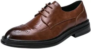 YZABEL Men's Classic Pointed Toe Lace Up Oxford Shoes, Classic Printed Business Casual Shoes, Rubber Non-Slip for Wedding Thanksgiving Christmas New Year Party Daily Activity