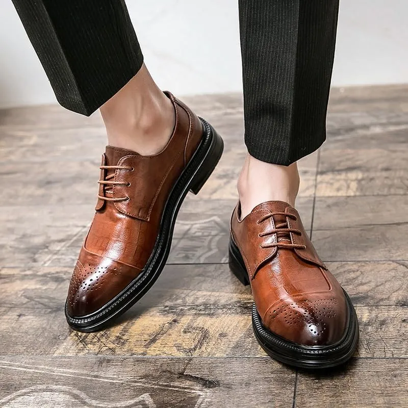 YZABEL Men's Classic Pointed Toe Lace Up Oxford Shoes, Classic Printed Business Casual Shoes, Rubber Non-Slip for Wedding Thanksgiving Christmas New Year Party Daily Activity