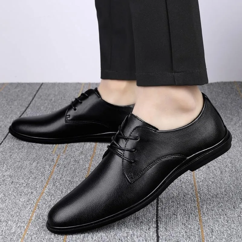 YZABEL Men's Classic Pointed Toe Lace Up Oxford Shoes, Stylish Flat Low Top Business Casual Shoes, Lightweight and Comfortable for Daily Commuting Activity