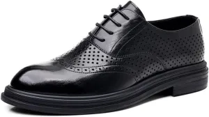YZABEL Men's Lace Up Business Casual Shoes, Classic Summer Pointed Toe Breathable Hollow Oxfords Dress Shoes, Soft-Soled Non-Slip for Formal and Everyday Wear