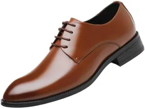 YZABEL Men's Leather Flat Lace Up Dress Oxford Shoes, Stylish Pointed Toe Business Casual Shoes, Lightweight Comfortable for Formal and Everyday Wear