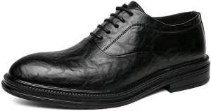 YZABEL Men's Leather Lace Up Dress Oxford Shoes, Pointed Toe Flat Low Top Casual Shoes, Soft-Soled Non-Slip for Formal and Everyday Wear