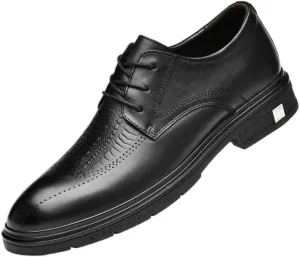 YZABEL Men's Leather Lace Up Dress Oxford Shoes, Stylish Pointed Toe Printed Business Casual Shoes, Rubber Non-Slip for Wedding Thanksgiving Christmas New Year Party Daily Activity