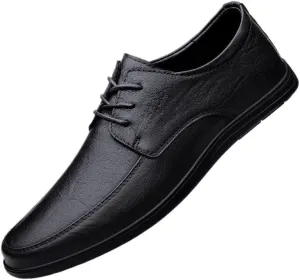 YZABEL Men's Leather Lace-Up Dress Oxfords Shoes, Breathable Stylish Pointed Toe Business Casual Shoes, Soft-Soled Non-Slip for Walking Outdoor Driving