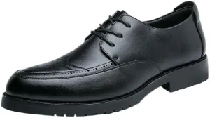 YZABEL Men's Patent Leather Formal Oxford Shoes, Classic Pointed Toe Lace-Up Brogue Shoes, Rubber Non-Slip for Formal Business Wedding