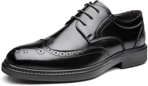 YZABEL Men's Patent Leather Oxford Dress Shoes, Stylish Printed Pointed Toe Lace-Up Brogue Shoes, Breathable Stylish for Formal Business Wedding