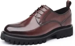 YZABEL Men's Patent Leather Platform Dress Oxford Shoes, Pointed Toe Lace-Up Chunky Heel Casual Shoes, Rubber Non-Slip for Formal Business WeddingProduct details: Men's Shoes Upper Material: PU Sole M