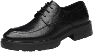 YZABEL Men's Patent Leather Platform Formal Oxford Shoes, Pointed Toe Lace-Up Business Casual Shoes, Rubber Non-Slip for Formal Business Wedding