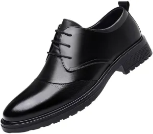 YZABEL Men's Retro Comfortable Business Non-Slip Business Casual Shoes, Thick-Soled Chunky Heel Lace-Up Oxfords Dress Shoes, Rubber Non-Slip for Daily Commuting Activity