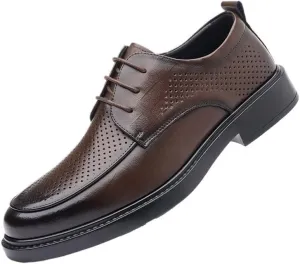 YZABEL Men's Retro Comfortable Business Non-Slip Oxfords Dress Shoes, Pointed Toe Lace-Up Breathable Stylish Casual Shoes, Lightweight and Comfortable for Formal and Everyday Wear