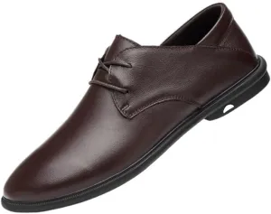 YZABEL Men's Retro Flat Low Top Business Casual Shoes, Pointed Toe Lace-Up Oxfords Dress Shoes, Breathable Stylish Rubber Non-Slip for Walking Outdoor Driving