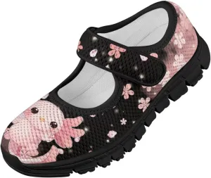 Yzaoxia Girls Mesh Shoes Slip On Sneakers for Kids Hook and Loop Barefoot Shoes Breathable Athletic Walking Running Sport Shoes Flat Tennis Shoes Footwear Loafers Gym School Outdoor