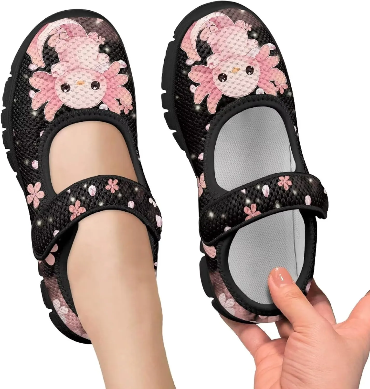 Yzaoxia Girls Mesh Shoes Slip On Sneakers for Kids Hook and Loop Barefoot Shoes Breathable Athletic Walking Running Sport Shoes Flat Tennis Shoes Footwear Loafers Gym School Outdoor